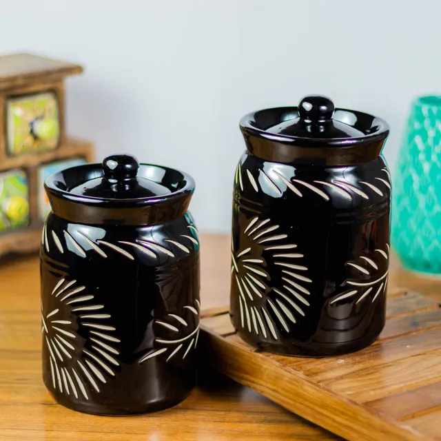 JAANVERA Ceramic Pickle Jar  - 1000 ml
