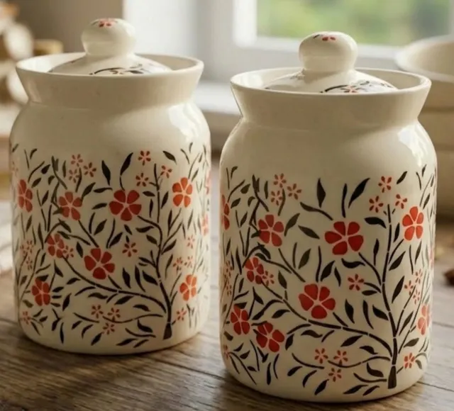 dhanvi Ceramic Pickle Jar  - 1000 ml