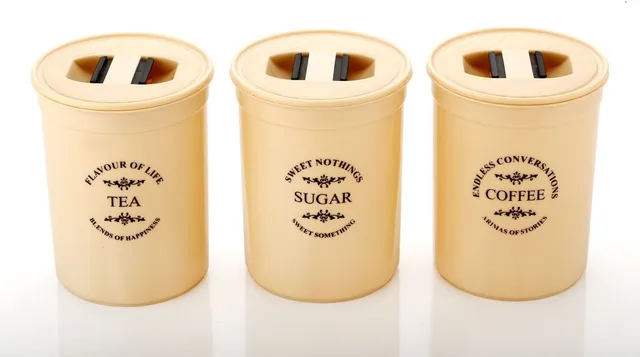 THE GAUR HUB Plastic Tea Coffee & Sugar Container  - 800 ml