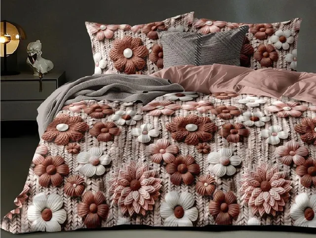 TrueBuy Cotton Double Fitted (Elastic) 320 TC Floral 1 Bedsheet