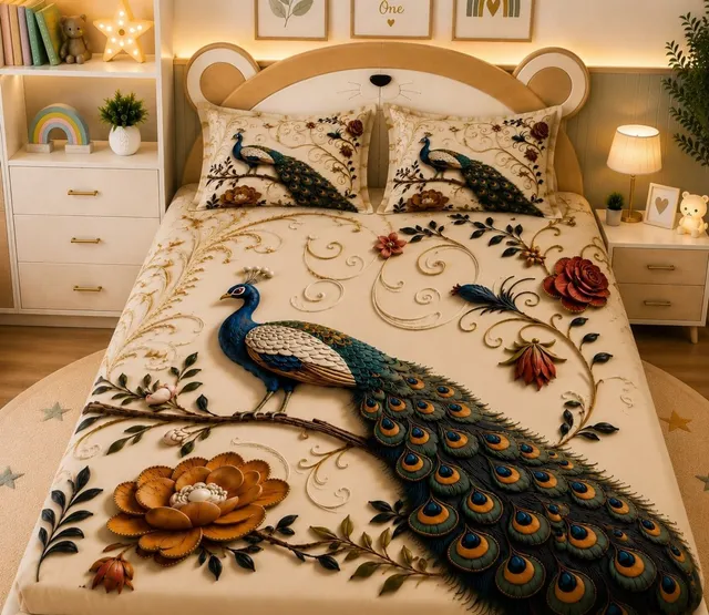 AMVY Creation Cotton Double Flat 250 TC 7D Digital 1 Summer Bedsheet with 2 Pillow Covers