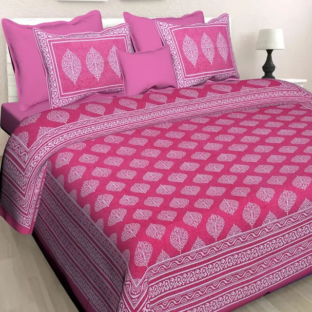 mohit creation Cotton King Flat 235 TC Printed 1 Bedsheet with 2 Pillow Covers