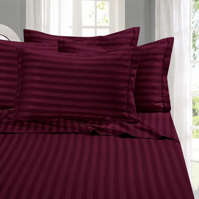 COZY QUEEN Cotton King Flat 350 TC Striped 1 Summer Bedsheet with 2 Pillow Covers