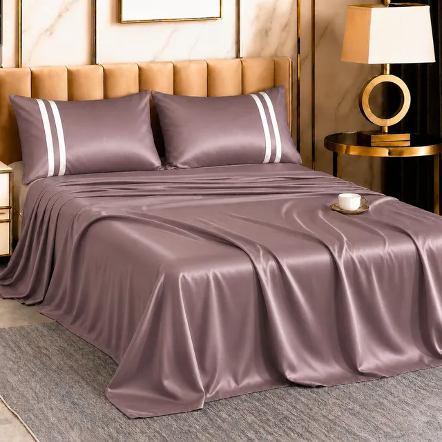 Rangrika.in Satin King Flat 400 TC Solid 1 Winter Bedsheet with 2 Pillow Covers