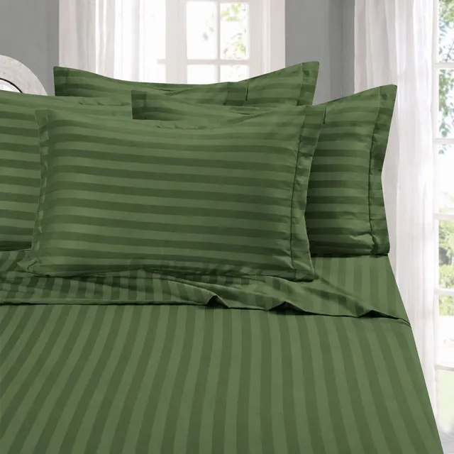 COZY QUEEN Cotton King Flat 350 TC Striped 1 Summer Bedsheet with 2 Pillow Covers