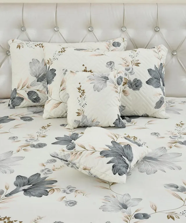 emly Cotton Queen Flat 240 TC Printed 1 Summer Bedsheet with 2 Pillow Covers, 2 Cushion Covers