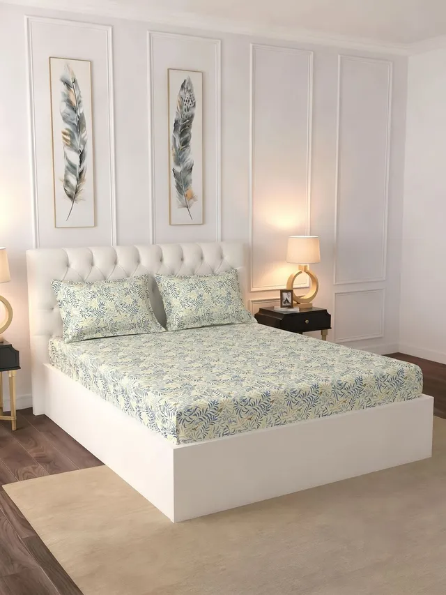 Raymond Home Cotton Double Flat 104 TC Printed 1 Bedsheet