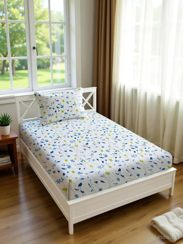 Home Stylish Cotton Single Flat 280 TC Floral 1 Bedsheet