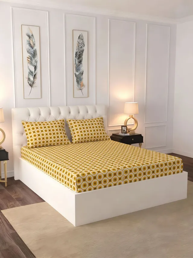 Raymond Home Cotton Double Flat 104 TC Printed 1 Bedsheet
