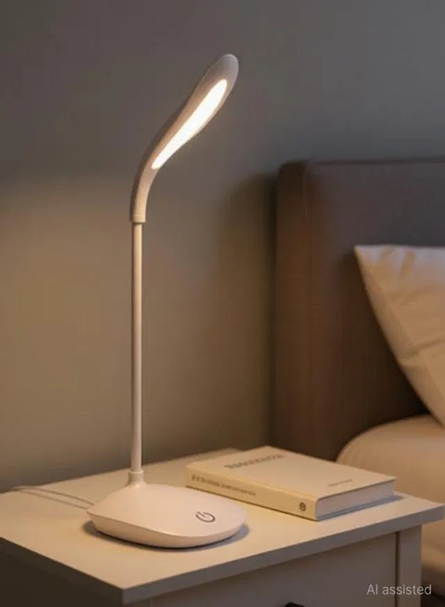 AKR Table lamp Shadeless Fashion Flexible Neck LED Reading Eye Protection Study Desk Lamp Brightness Switch Dimmer LED Table Lamp Table Lamp (40 cm, White) Table Lamp