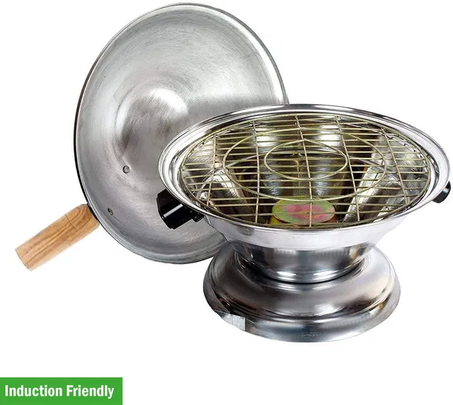 Mahalaxmi Dal Bati maker Baking Oven, 25 cm X 25 cm X 35 cm, 1 Piece, Silver Gas Tandoor, Barbecue Grill Food Steamer Induction Bottom Non-Stick Coated Cookware Set