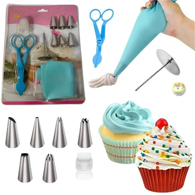 V Bright 6 Pcs Nozzle, 1 Coupler, 1 Rose Nail, 1 Bag Kitchen Tool Set