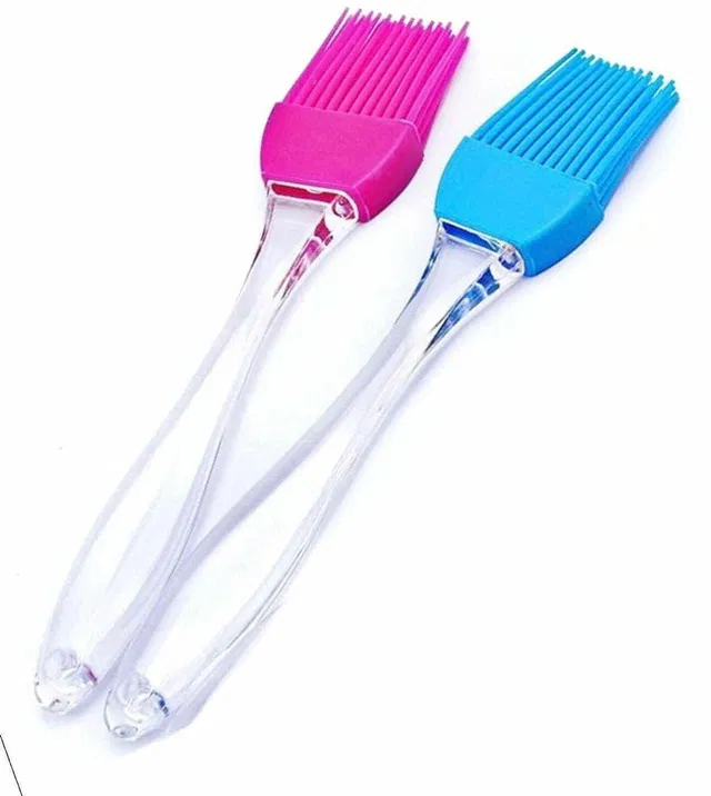 stupefying Flat Pastry Brush | Multi-Purpose Silicone Durable Easy Use | Oil Cooking Brush for Grilling, Tandoor, Cooking, Baking, BBQ | Brush for Cooking | Cooking Tools | Multicolor - Set of 2 Non-Stick Spatula