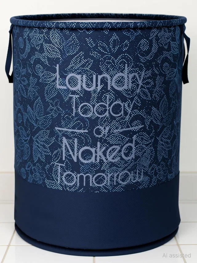KUBER INDUSTRIES 45 L Blue, White, Grey Laundry Basket
