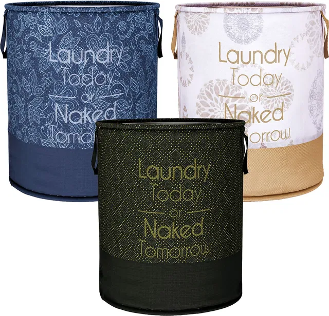KUBER INDUSTRIES 45 L Blue, White, Black Laundry Basket