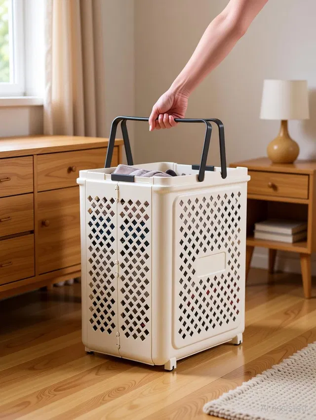 Sorath 30 L White Laundry Basket