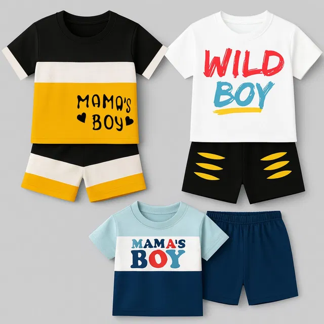 BOUNCEGARMENTS Boys Casual T-shirt Shorts