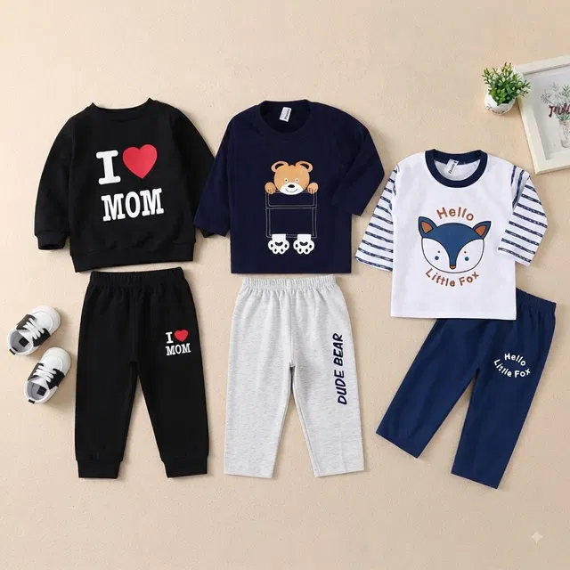CuteHug Boys Casual T-shirt Pyjama, Track Pants, Pant