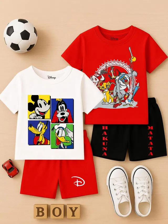 DISNEY BY MISS & CHIEF Boys Casual T-shirt Shorts