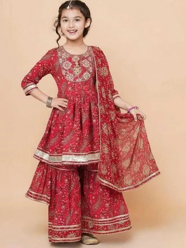 KDM FASHION Girls Festive & Party Kurta and Sharara Set