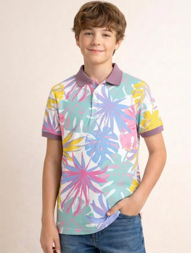 KILLER Boys Floral Print Cotton Blend Regular T Shirt
