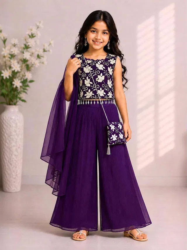 READYTOWEAR Girls Festive & Party Kurta and Palazzo Set