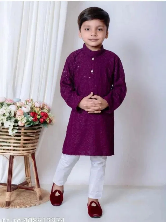 R KAY FASHIONS Boys Wedding Kurta and Pyjama Set