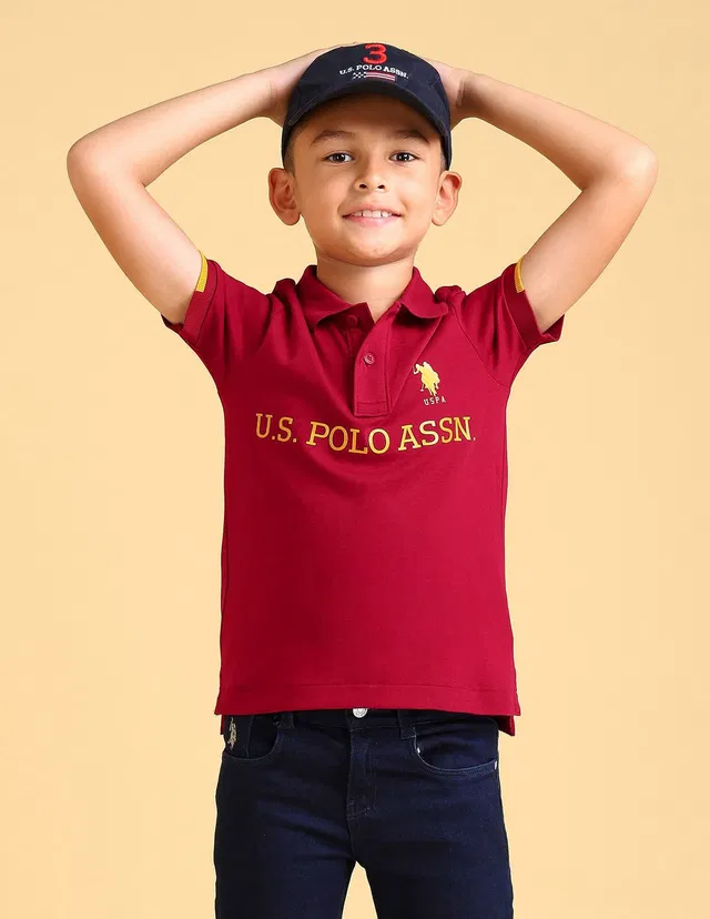 U.S. POLO ASSN. Boys Graphic Print Pure Cotton Regular T Shirt