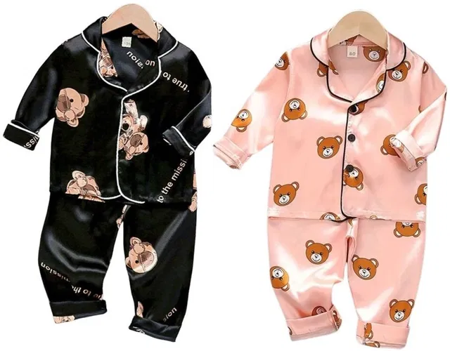 PAGHDAL BROTHERS Kids Nightwear Baby Boys & Baby Girls Printed Poly Satin