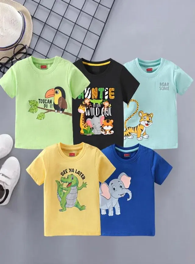Cute N Tight Baby Boys & Baby Girls Printed Cotton Blend Regular T Shirt