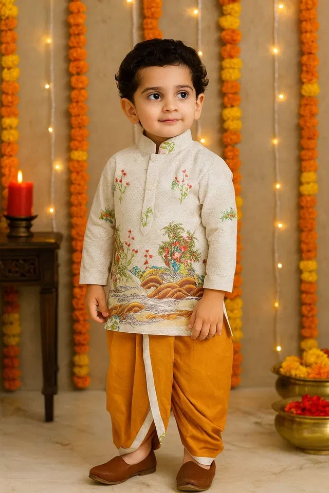 SFKIDS HUB Baby Boys Festive & Party Kurta and Dhoti Pant Set