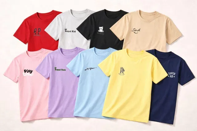 Royal Tees Boys & Girls Typography Cotton Blend Regular T Shirt