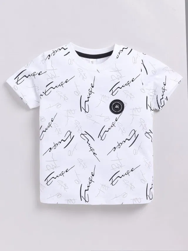 Ginie Boys Printed Pure Cotton Regular T Shirt