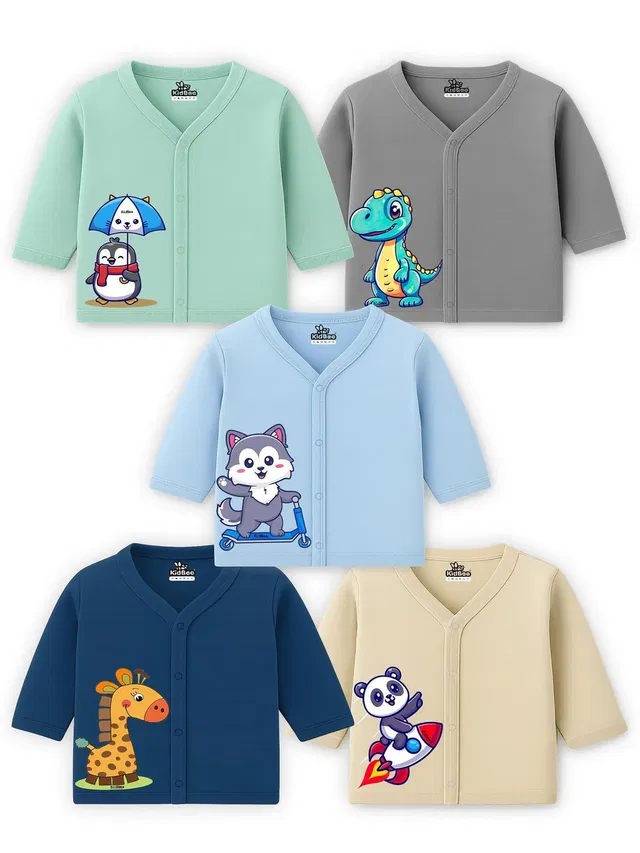 KidBee Baby Boys & Baby Girls Printed Cotton Blend Regular T Shirt