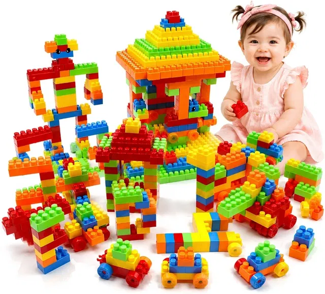Be bright Building Blocks for Kids | Large Educational Construction Toy Set with Wheels
