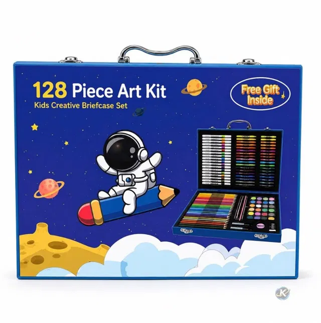 Zy Netra Bright Space Explorer 128 Pcs Sketch Pens Crayons Paints Art Set with Case
