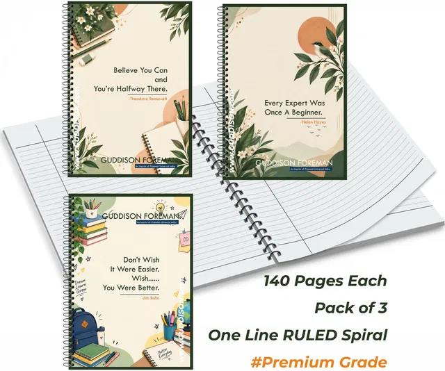 Guddison Foreman Extra Bright Premium A4 Notebook RULED 140 Pages