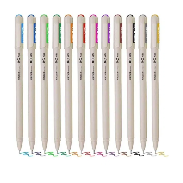 Firstchoice XO Multicolor Gel Pen with Hard Box Case | Set Of 12 Bright Ink Colors Gel Pen