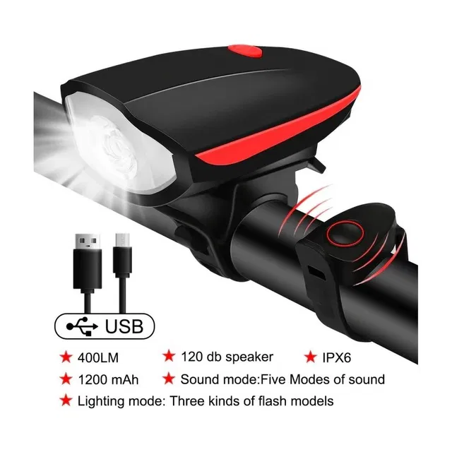BLACKBELL Rechargeable Bike Horn And Light 140 DB with Super Bright Light 3 Mode Bell LED Front Light