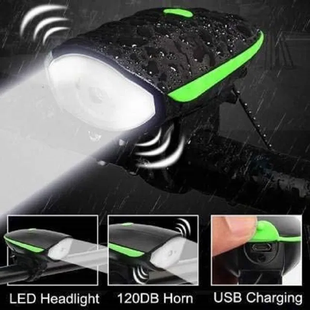 Rebound Rechargeable Bike/Cycle Super Bright Light & Horn with 5 Different Horn Modes Bell