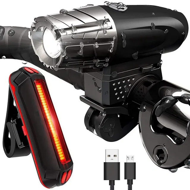 Leosportz Ultra Bright USB Rechargeable Bike Light Set, 4 Light Modes LED Front Rear Light Combo