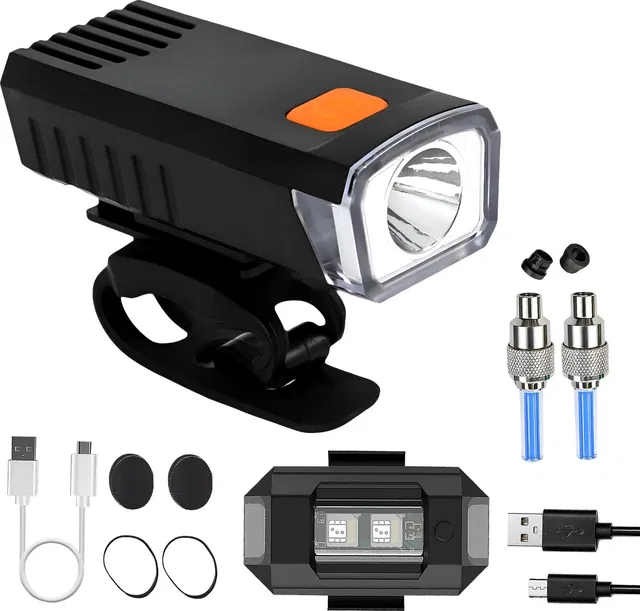 Razaiq USB Rechargeable Bicycle Headlight Super Bright LED Front Lamp Cycling Light LED Front Rear Light Combo