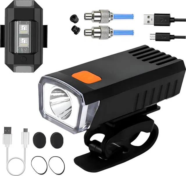 Razaiq Rechargeable LED Bicycle Headlight Super Bright Front Cycling Light Safety Lamp LED Front Rear Light Combo