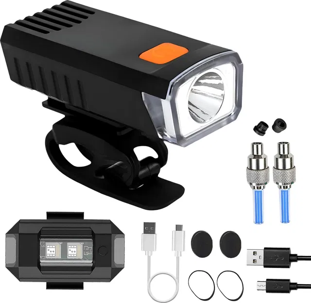 Razaiq Rechargeable Bicycle LED Headlight Super Bright USB Front Cycling Safety Light LED Front Rear Light Combo