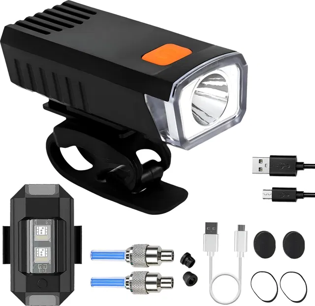 Razaiq Rechargeable Bicycle Headlight Super Bright LED USB Front Cycling Safety Light LED Front Rear Light Combo
