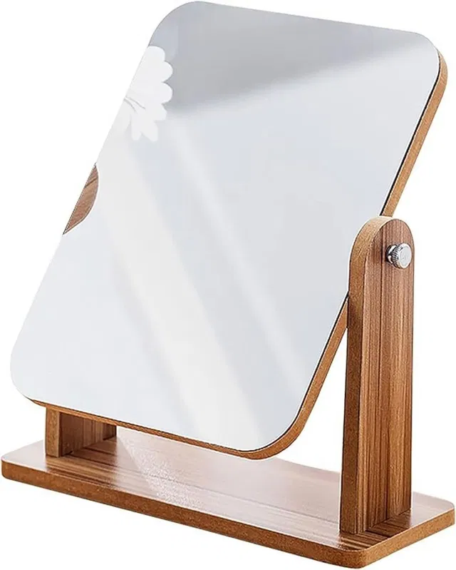 Dejmin Multipurpose Wooden Table Mirror for Bedroom and Bathroom (Pack of 1)