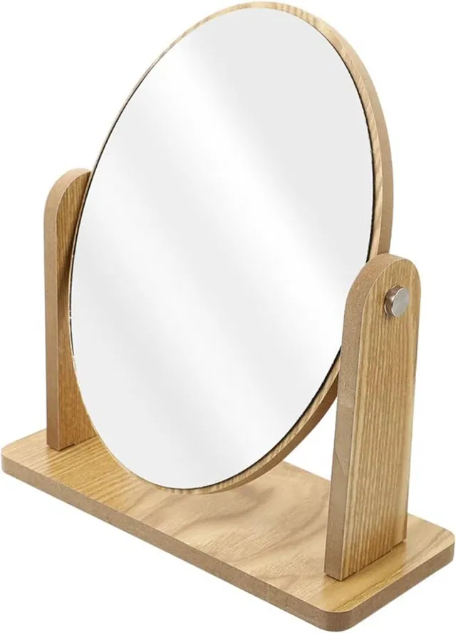 Dejmin beauty routine with this Premium Wooden Tabletop Makeup Mirror, designed