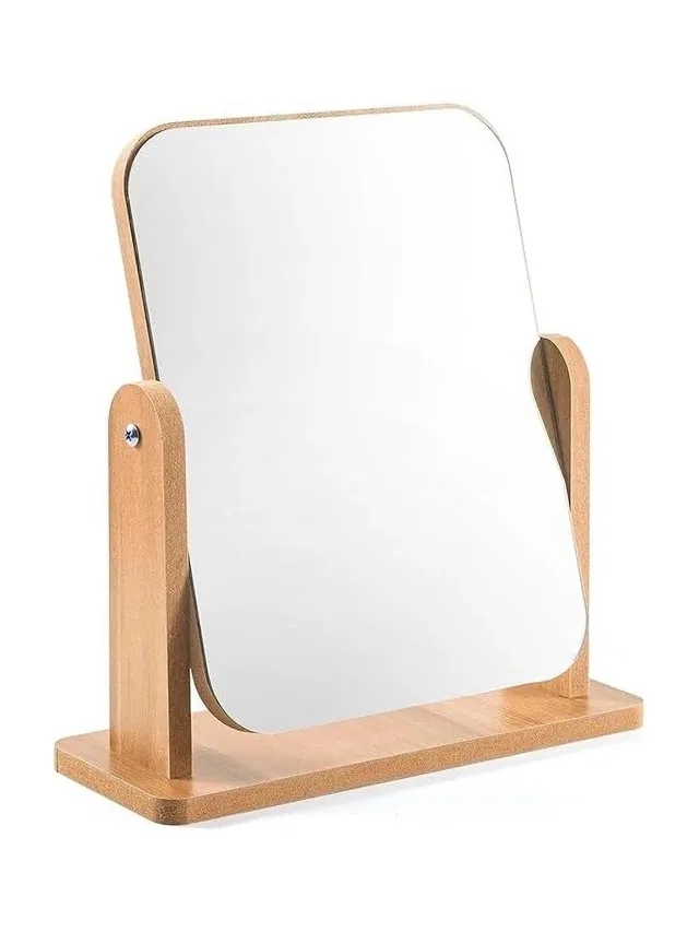 Gabani fashion Wooden Tabletop Makeup Mirror Vanity Table Stand Mirror Swivel Bamboo