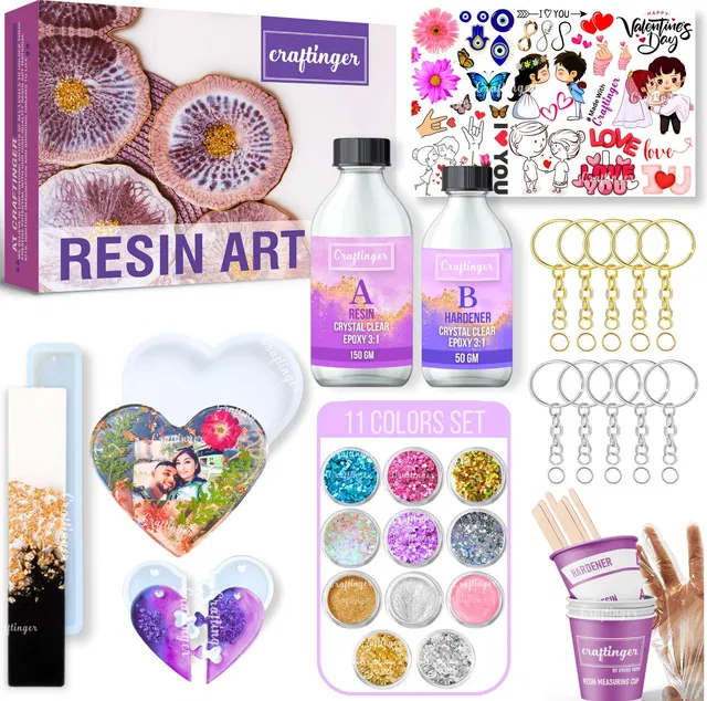 Craftinger DIY Resin Heart Pendant, Bookmark & Coaster Making Kit