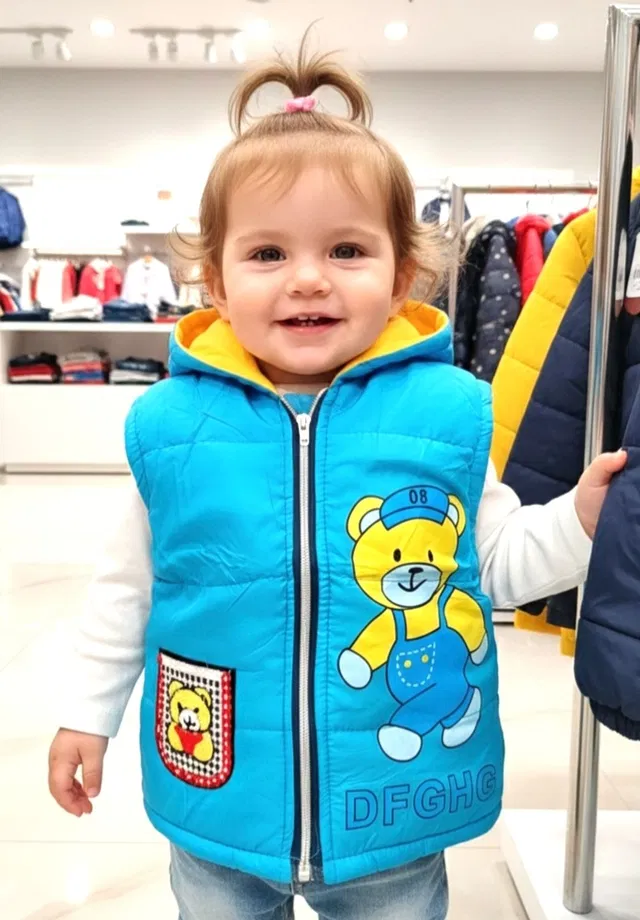 raamya Sleeveless Printed, Self Design Boys & Girls Jacket